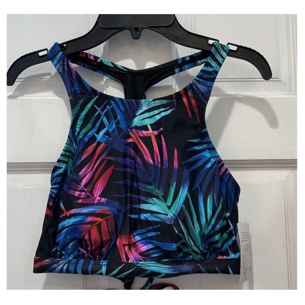 Eco Beach Palm Pulls Racer Back Tie-Back Bikini Swim Top Women’s Size Medium